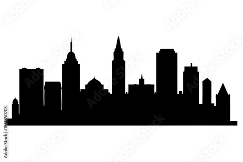 Boston city skyline silhouette, Modern city skyline silhouette with tall buildings Vector