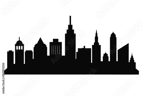 Boston city skyline silhouette, Modern city skyline silhouette with tall buildings Vector