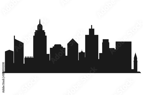 Boston city skyline silhouette, Modern city skyline silhouette with tall buildings Vector
