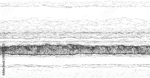 Black and white textured horizontal stripes with grainy middle section abstract background