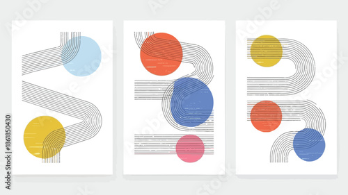 Vibrant geometric art with colorful spheres and dynamic lines on white