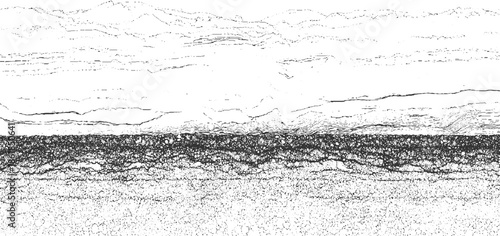 Black and white textured abstract horizontal lines and granular pattern background