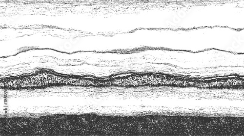 Black and white abstract textured horizontal stripes with rough edges and grainy detail grunge