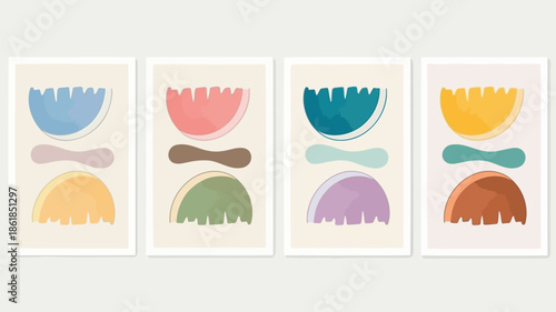 Vibrant abstract art prints in modern minimalist style for home decor