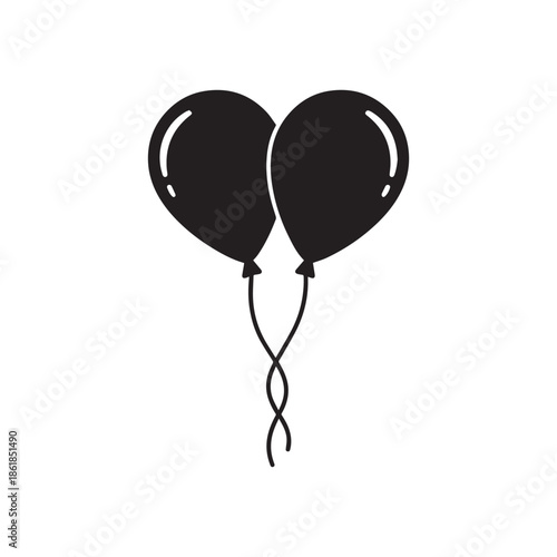 Two black balloons tied together in heart shape
