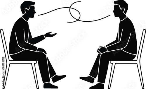 Men Therapy Session Supportive Conversation Mental Health Silhouette