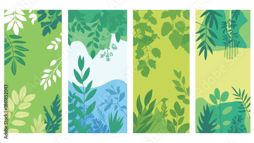 Vibrant green leafy patterns for eco friendly designs and backgrounds