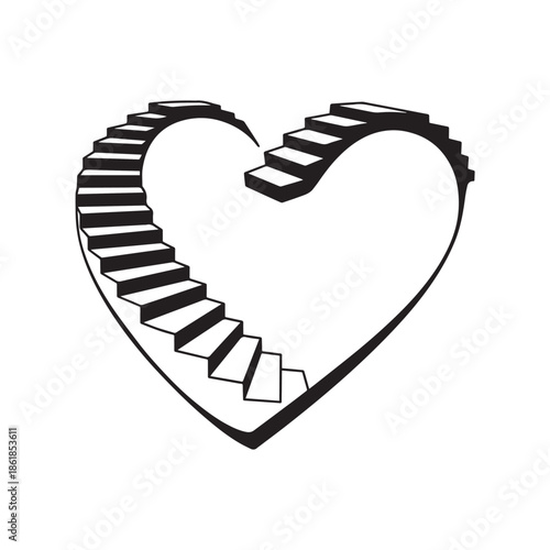 Heart shaped staircase with steps leading upwards