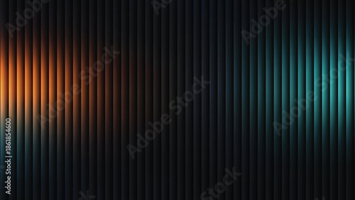 Glass ripple texture with dark gradient background and lilac light streaks. Futuristic distortion, moody abstract glow, reeded vertical blur. Vector illustration