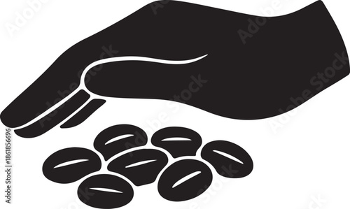 Hand gently closing over beans, protective silhouette