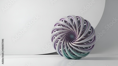 Abstract rendering showcases intricate swirling structure on a minimalist white background