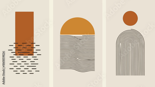 Modern abstract art with geometric shapes and lines