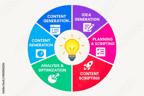 Infographic diagram of content generation and optimization process