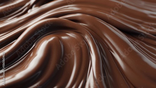 A vast sea of smooth dark liquid chocolate flows gracefully, showcasing its rich texture and tempting allure. This luxurious treat invites viewers to imagine its exquisite flavor and warmth
