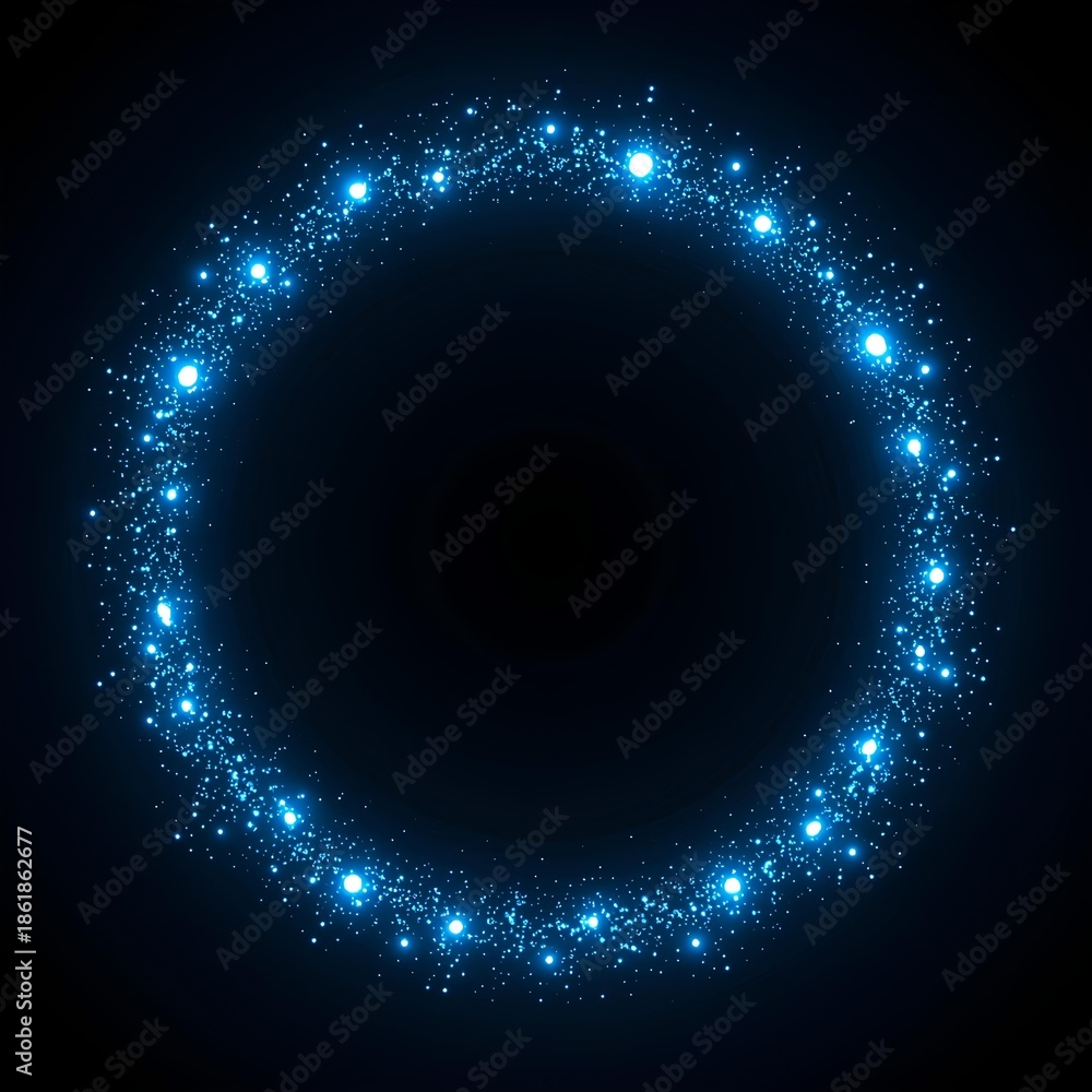 Obraz premium Luminous Blue Glowing Particle Circle Frame