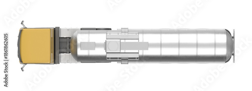 Canvas-taulu A detailed overhead perspective of a tanker truck, showcasing its yellow cab and