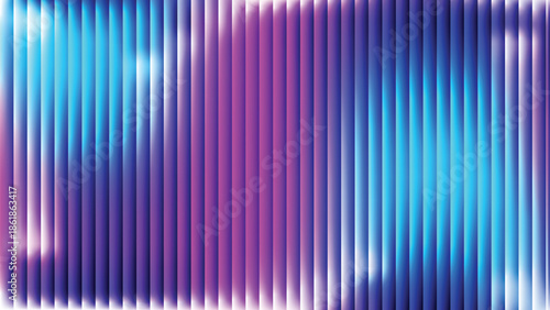 Glass ripple texture with dark gradient background and lilac light streaks. Futuristic distortion, moody abstract glow, reeded vertical blur. Vector illustration EPS