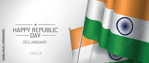 India happy republic day greeting card, banner vector illustration.