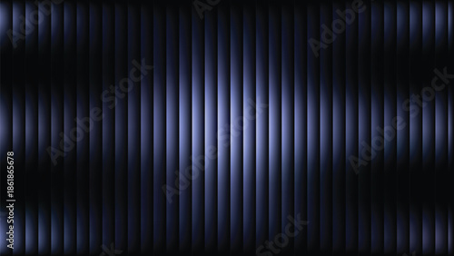 Glass ripple texture with dark gradient background and lilac light streaks. Futuristic distortion, moody abstract glow, reeded vertical blur. Vector illustration EPS