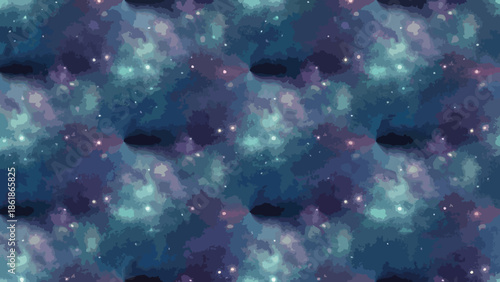 Galaxy nebula pattern, cosmic background, seamless space design, vibrant starry texture, abstract celestial art, flat vector illustration