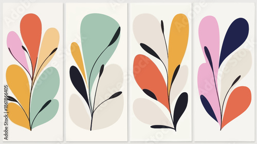 Vibrant abstract leaf art in modern colorful style