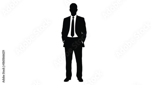 Silhouette of a man in a suit with hands in pockets