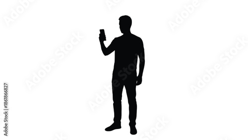Silhouette of a man using a smartphone male person