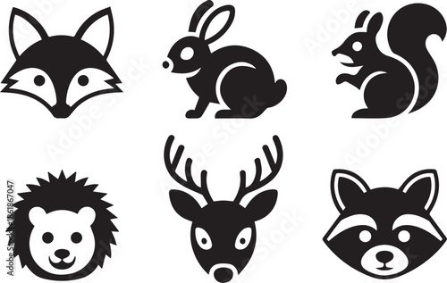 Set of animal silhouettes, black and white vector illustration of various wild and domestic animals, isolated collection for wildlife, nature, and farm concepts