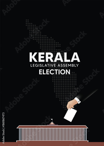 Kerala legislative assembly election concept showing voting ballot submission