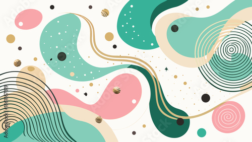 Watercolor abstract background featuring soft hues and elegant gold foil accents..eps