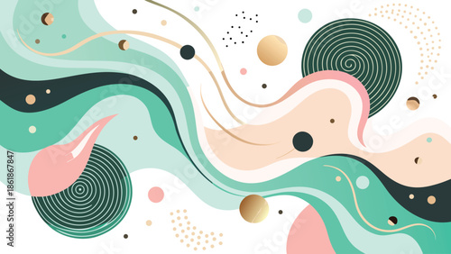 Abstract watercolor design with a blend of colors and shimmering gold foil highlights..eps