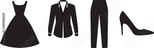 Set of fashion accessories including stylish everyday items in a clean vector design. Minimal isolated icons perfect for fashion, lifestyle, shopping, branding, and e-commerce projects.