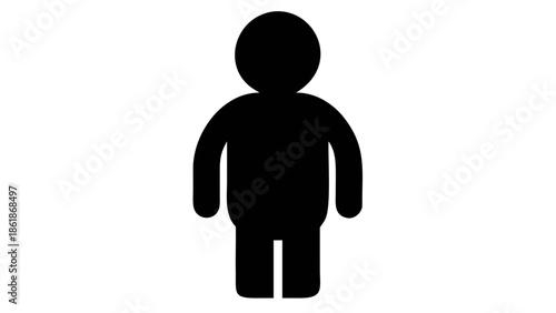 Flat illustration of a lone black human silhouette on white background