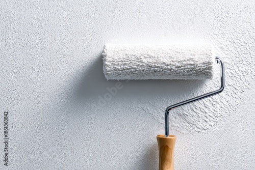 壁にペンキを塗る作業の様子