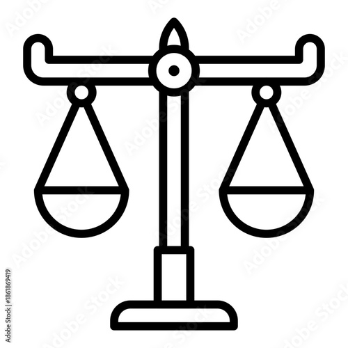 Justice Balance Scale Isolated Vector Lineal Colour Style Icon Editable Stroke