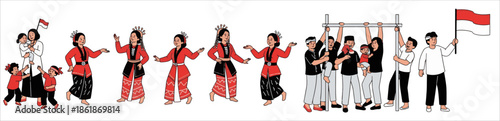 Traditional Indonesian Dance and Cultural Celebration Illustration