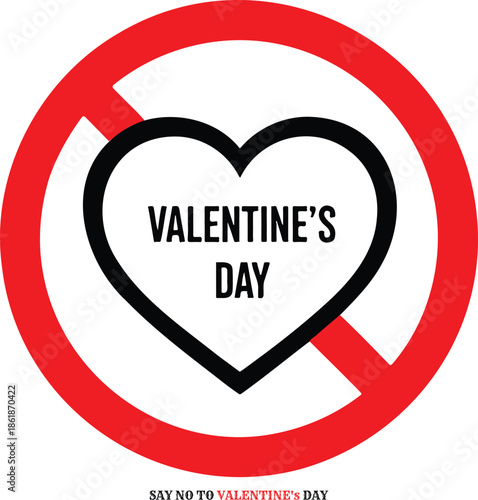 Free Download Valentine’s Day Prohibition Symbol with Crossed Heart Minimal Icon - GFXLoad