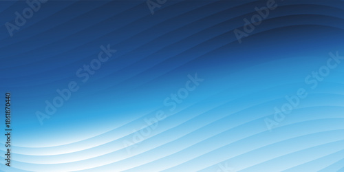 A smooth blue gradient background with elegant wave-like patterns in light blue and white at the top. Creates a sense of calm, flow and minimalistic elegance. Ideal for design projects.