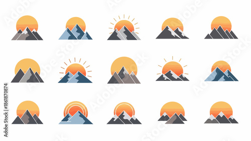 Mountain Silhouettes with Sunrise or Sunset.