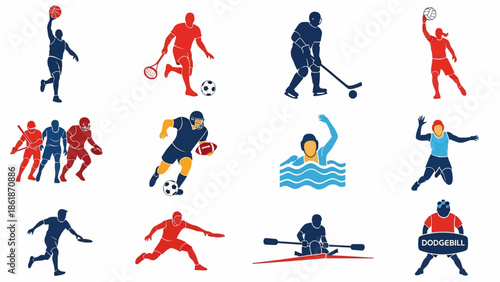 Various Athletes in Different Sports Poses.
