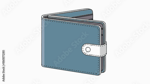 icon to vector Elegant blue leather wallet with white buckle