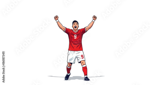 Triumphant Soccer Player Celebrating Victory.