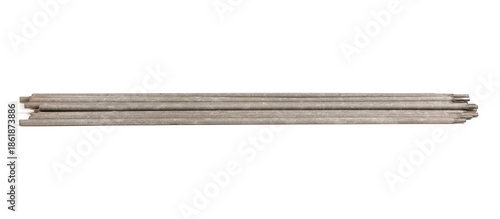 Stack of manual arc welding electrodes isolated on white