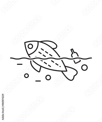 fish pollution icon, vector best line icon.