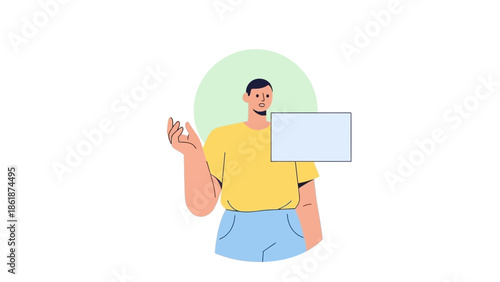 Illustration of a person holding a blank sign and gesturing
