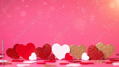 Valentine's Day hearts background with sparkle and pink backdrop for holiday season greetings and celebrations