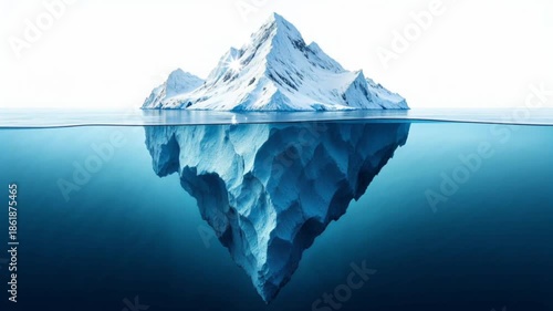 Majestic iceberg glowing in sunlight above calm deep blue ocean
