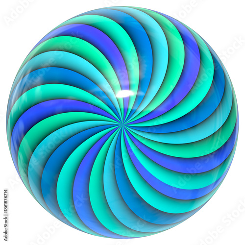 Shiny colorful glass sphere isolated on white background.