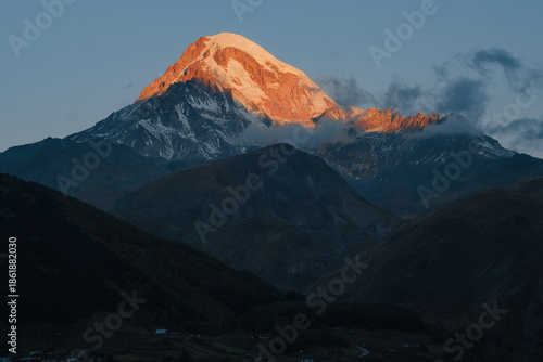 Mount Kazbek (Kazbegi) at Sunrise, Georgia