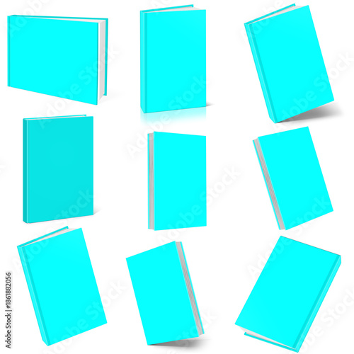 Abstract closed cyan book diary blank cover